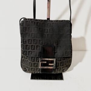 Fendi FF Logo Small Zucca Zucchino Monogram Canvas Crossbody Bag Purse